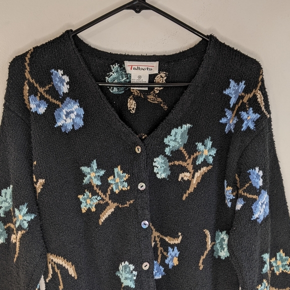 Vintage 90s Grunge Floral Embroidered Textured Cardigan - Picture 4 of 11